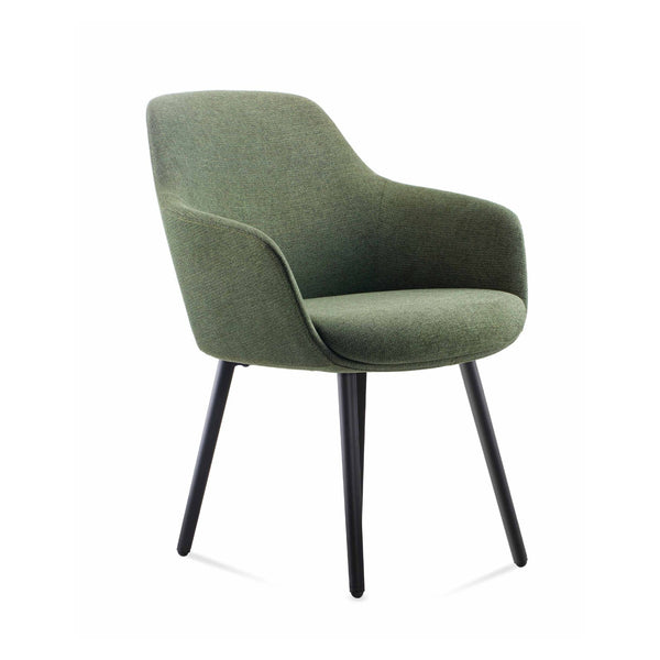 Aspen 4 leg tub chair in olive fabric with black legs