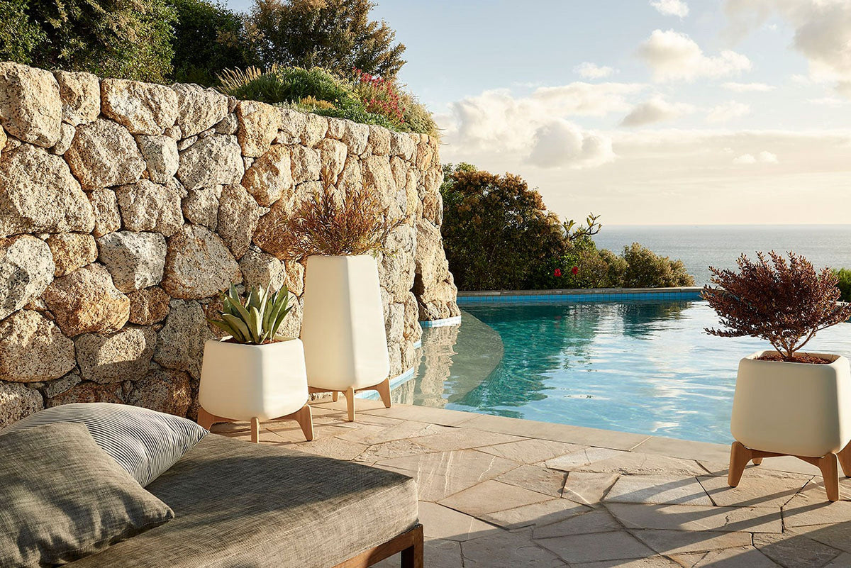 Indigenus Terra planters on a coastal pool terrace