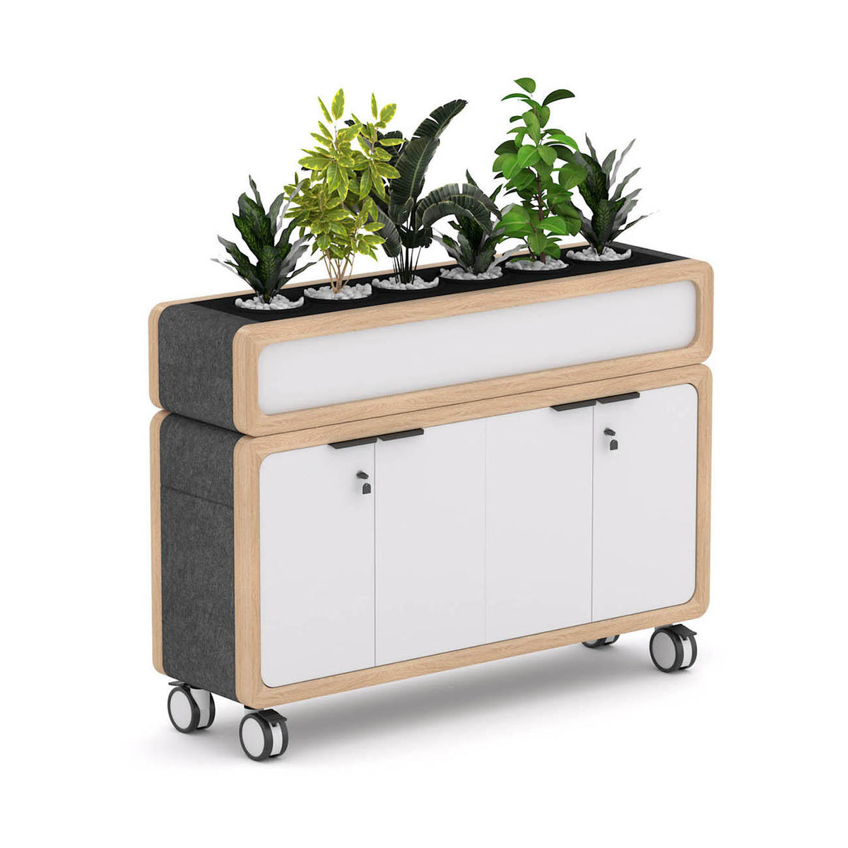 Rover Mobile Credenza, 1650mm, With Planter Box