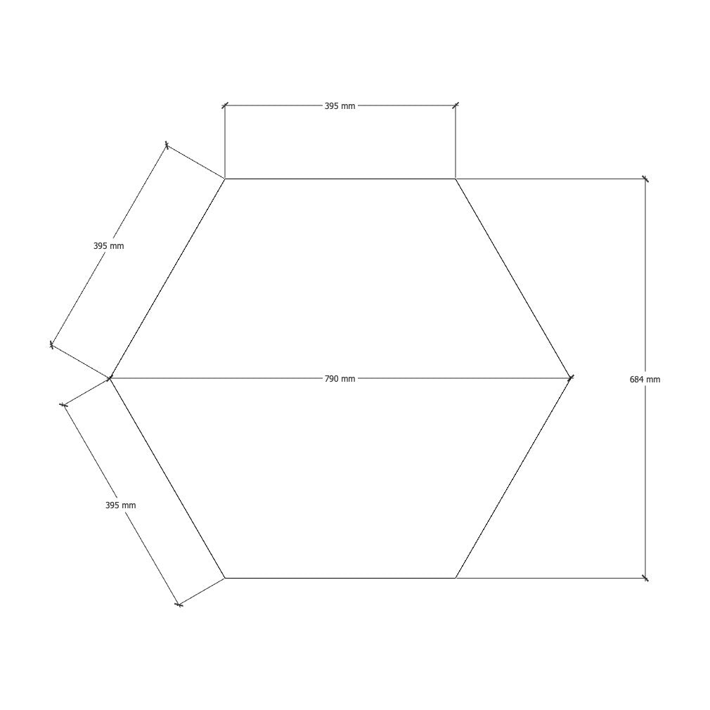 Acouline Original Hive Hanging Ceiling Panels, dimensions drawing