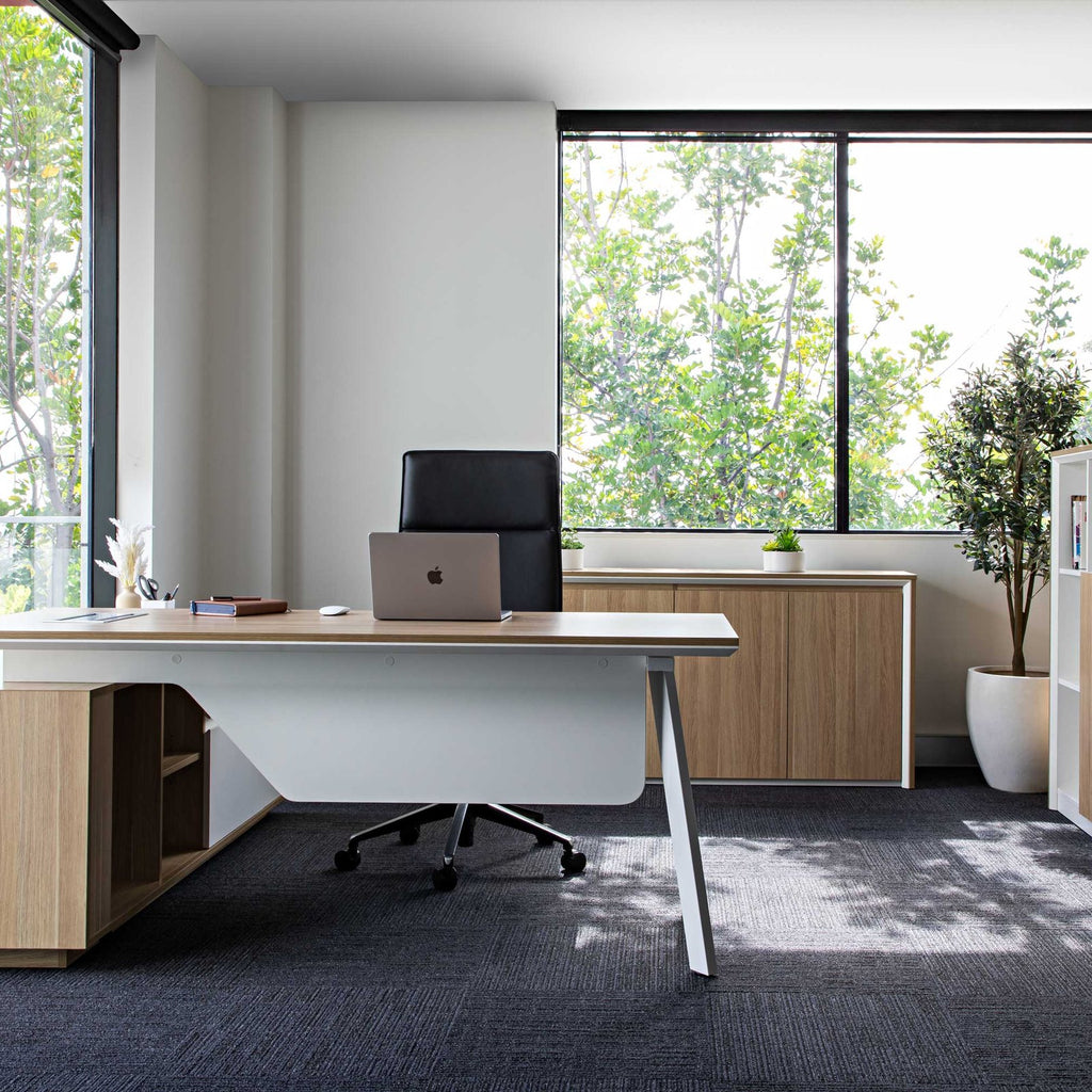 Casa Executive Desk and Cabinet shown in a workplace setting