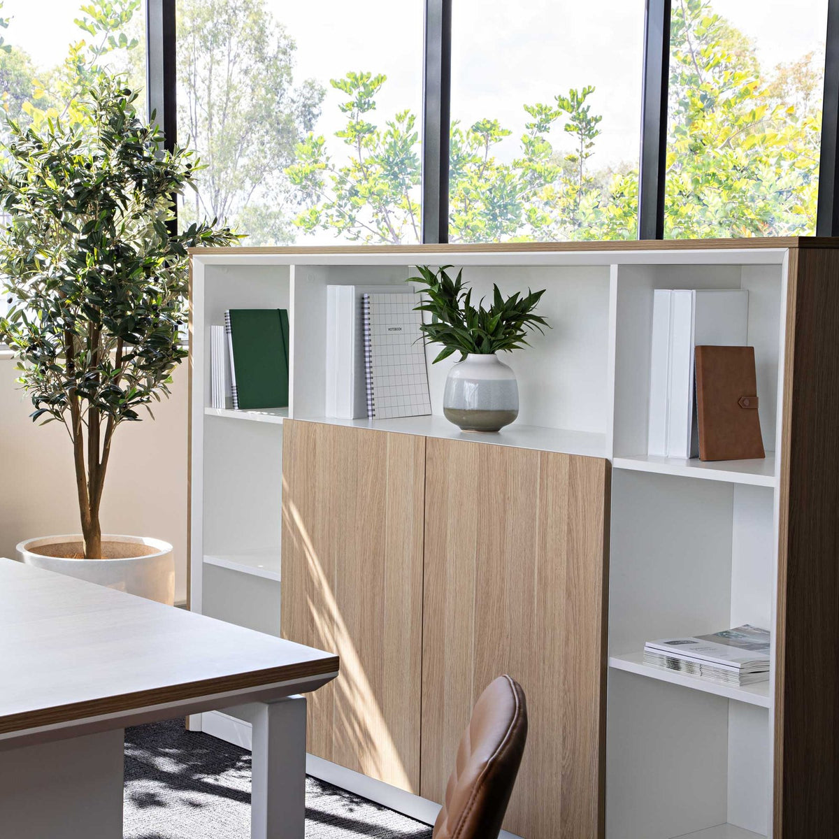 Casa shelving and storage unit in an executive office