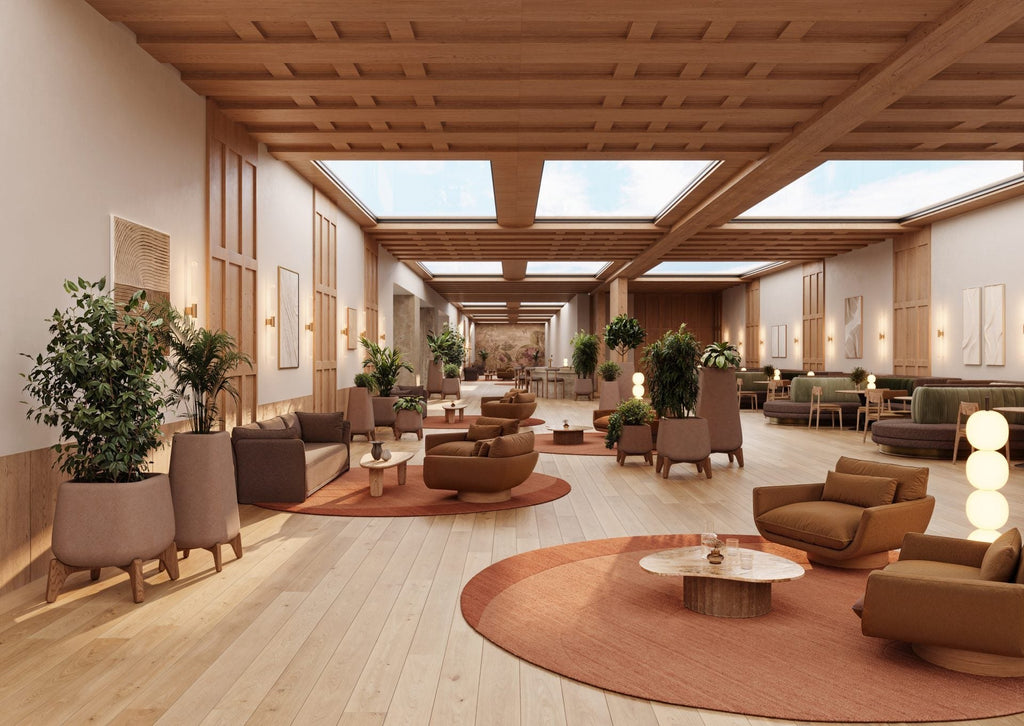Indigenus Terra planters in a hotel lobby