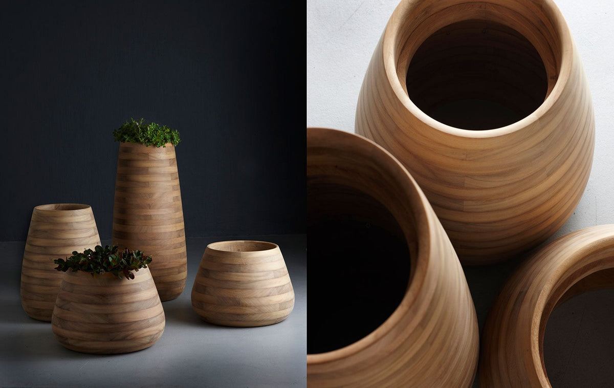 Indigenus Tuber timber planters in three sizes