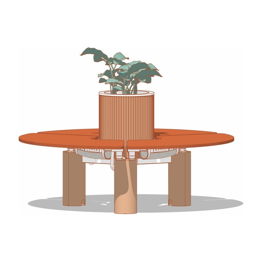 COLUMN h/a CLOVER height adjustable workstation system, circular cluster by Klaro Industrial Design (K.I.D), view 2