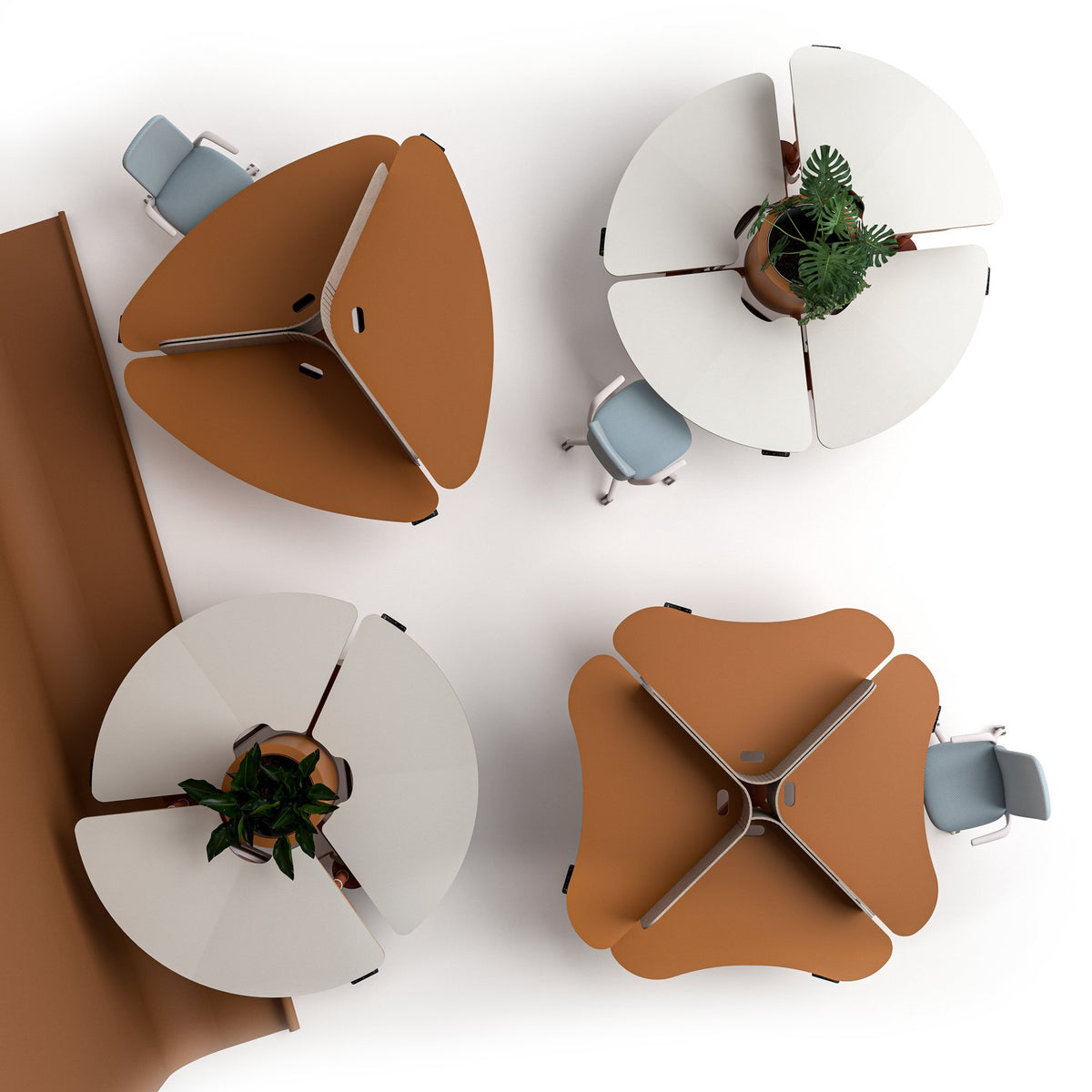 COLUMN h/a CLOVER height adjustable workstation system, circular cluster by Klaro Industrial Design (K.I.D), view 4