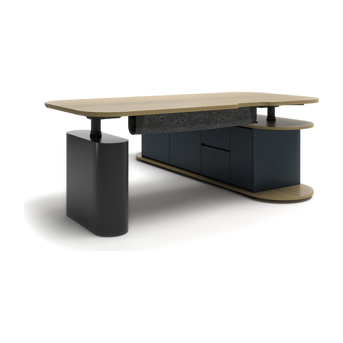 COLUMN h/a executive height adjustable l shaped executive desk by Klaro Industrial Design (K.I.D), view 2