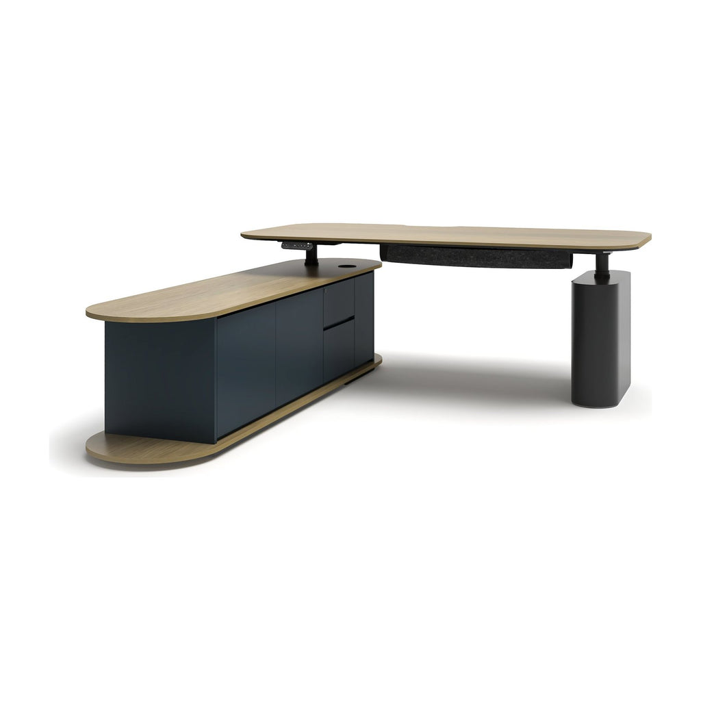 COLUMN h/a executive height adjustable l shaped executive desk by Klaro Industrial Design (K.I.D), view 3