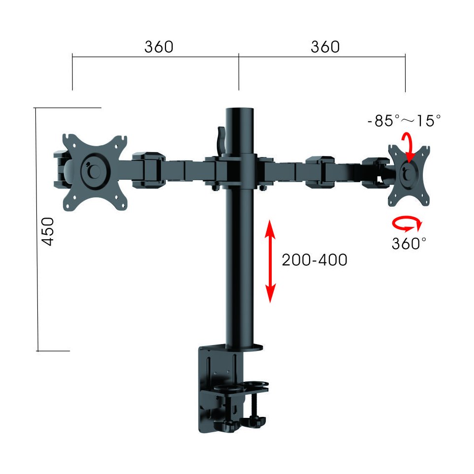 Revolve Pole Mounted Dual Monitor Arm, view 4
