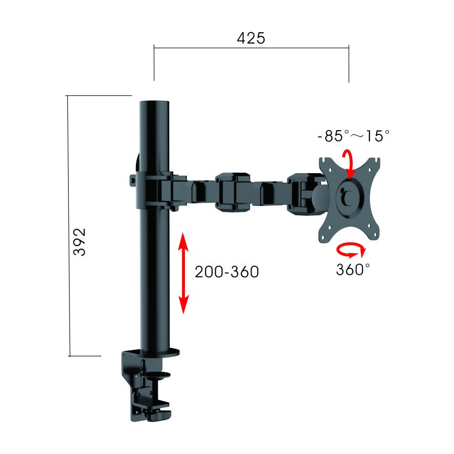 Revolve Pole Mounted Single Monitor Arm, view 4