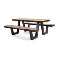 Ridge outdoor picnic table with timber look slats and black frame